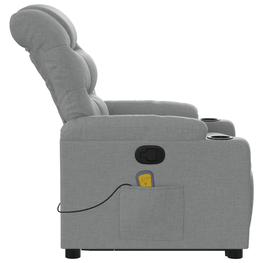 vidaXL Stand up Massage Recliner Chair Light Gray Fabric