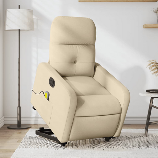 Electric Lift Massage Recliner Chair Cream Fabric