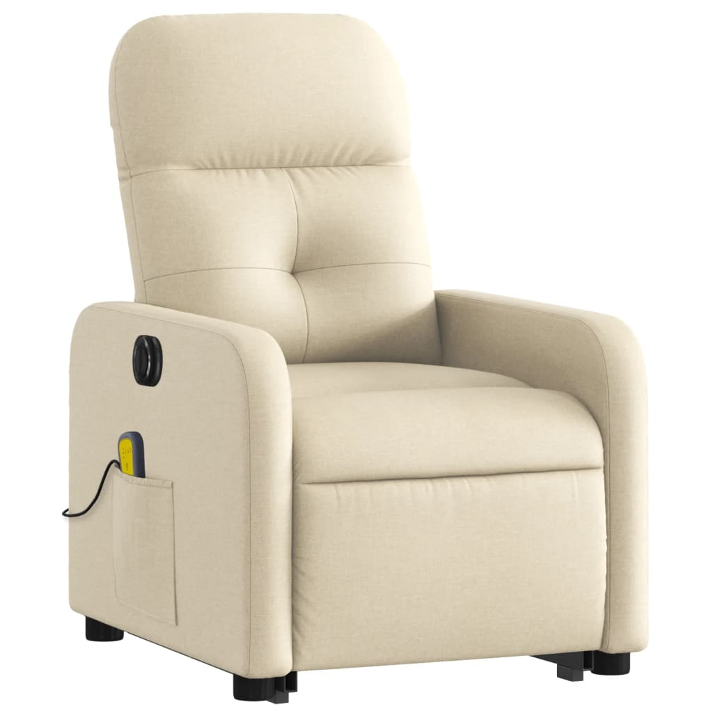 Electric Lift Massage Recliner Chair Cream Fabric