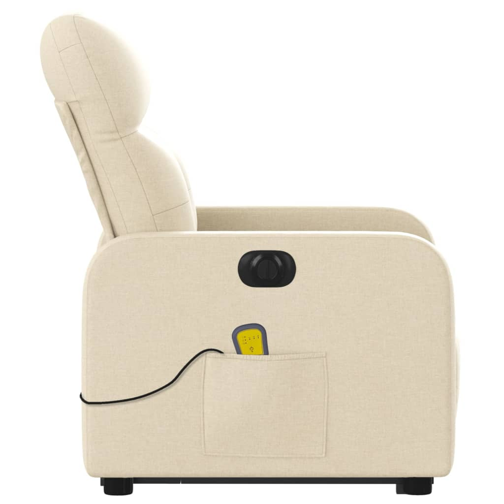 Electric Lift Massage Recliner Chair Cream Fabric