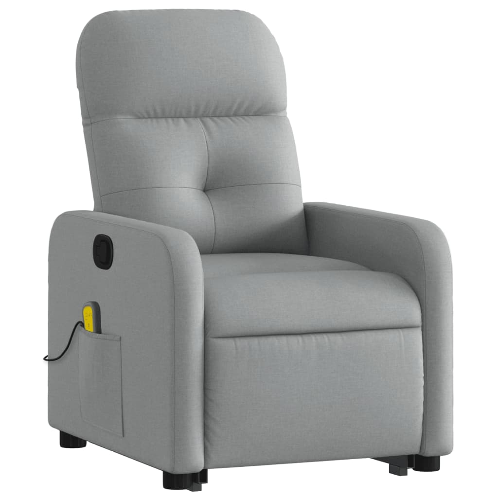 vidaXL Stand up Massage Recliner Chair Light Gray Fabric