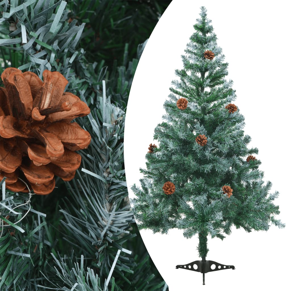 Frosted Pre-lit Christmas Tree with Ball Set&Pinecones 59.1"