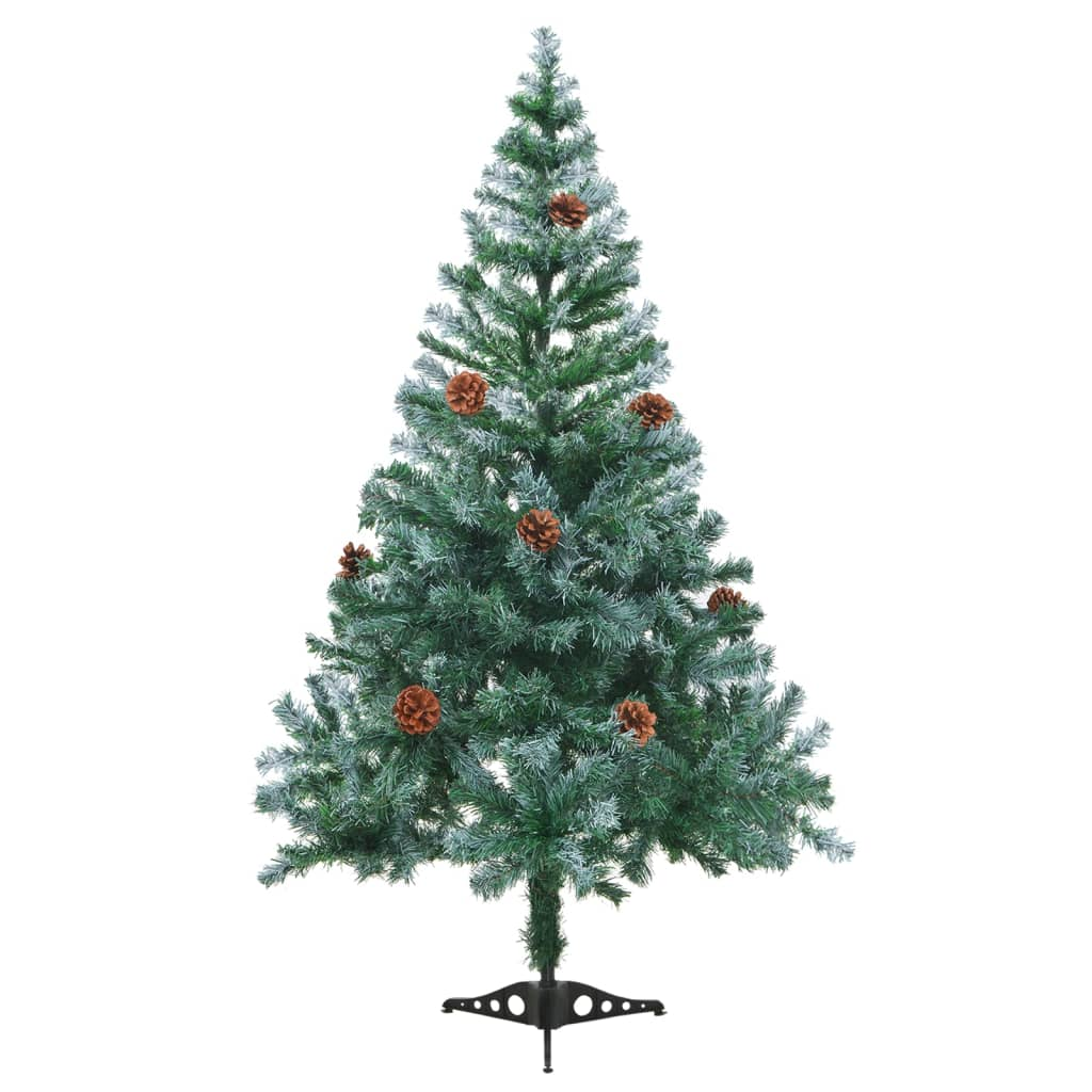 Frosted Pre-lit Christmas Tree with Ball Set&Pinecones 59.1"