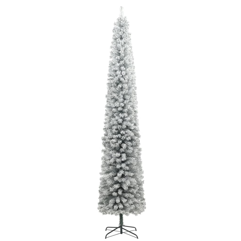 Slim Christmas Tree 300 LEDs & Ball Set & Flocked Snow 106.3"