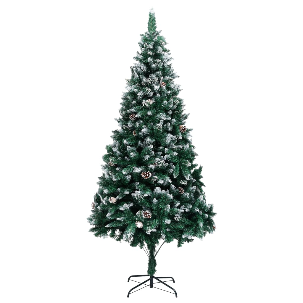 Artificial Christmas Tree with Pine Cones and White Snow 7 ft