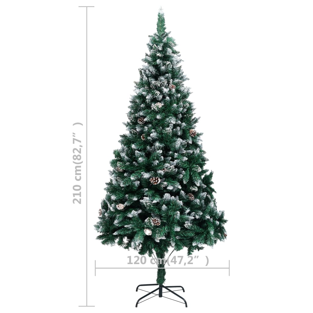 Artificial Christmas Tree with Pine Cones and White Snow 7 ft