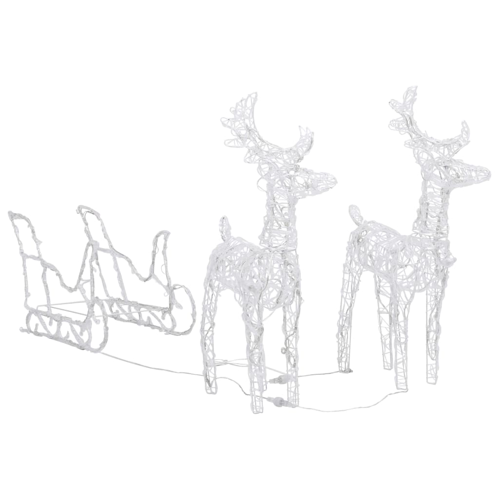 vidaXL Reindeers & Sleigh Christmas Decoration 160 LEDs 51.2" Acrylic