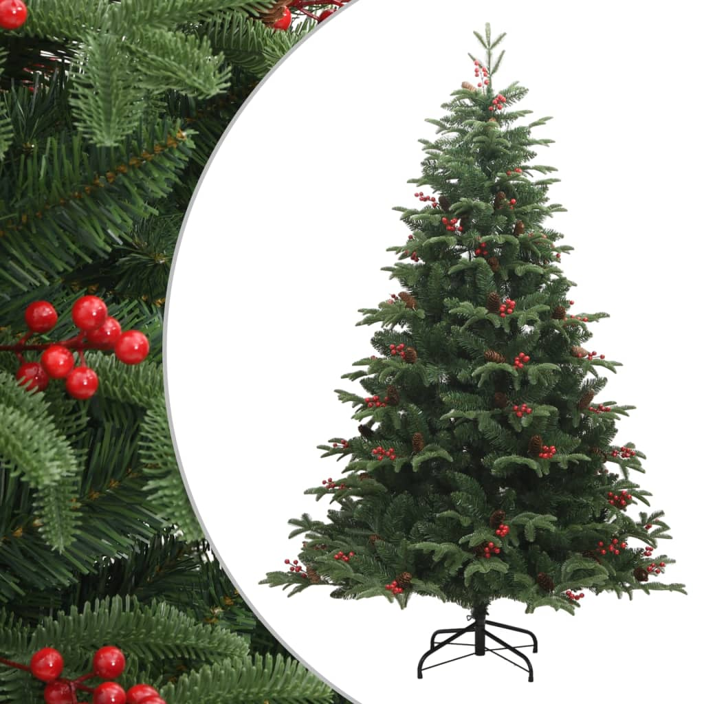 Artificial Hinged Christmas Tree with Cones and Berries 70.9"