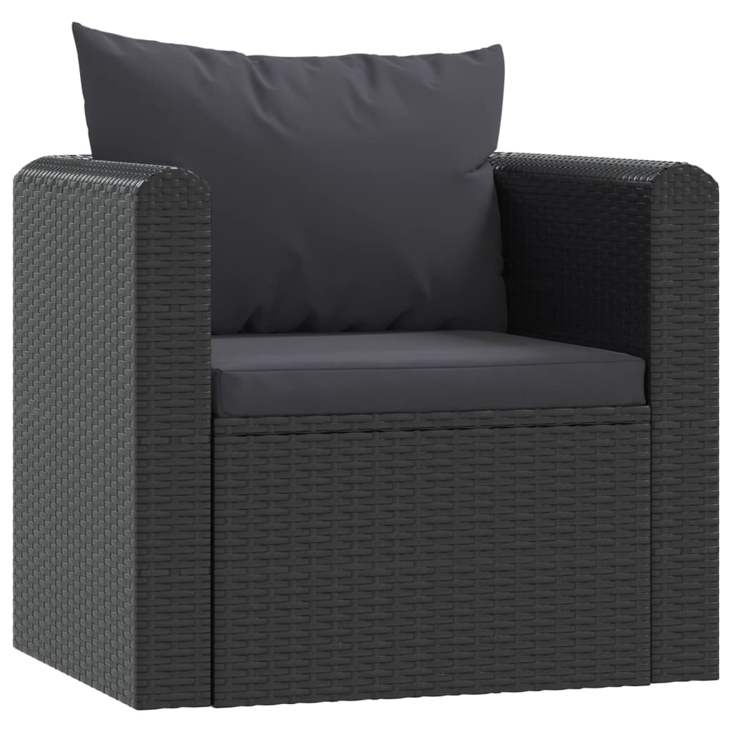 vidaXL 7 Piece Patio Lounge Set with Cushions Poly Rattan Black