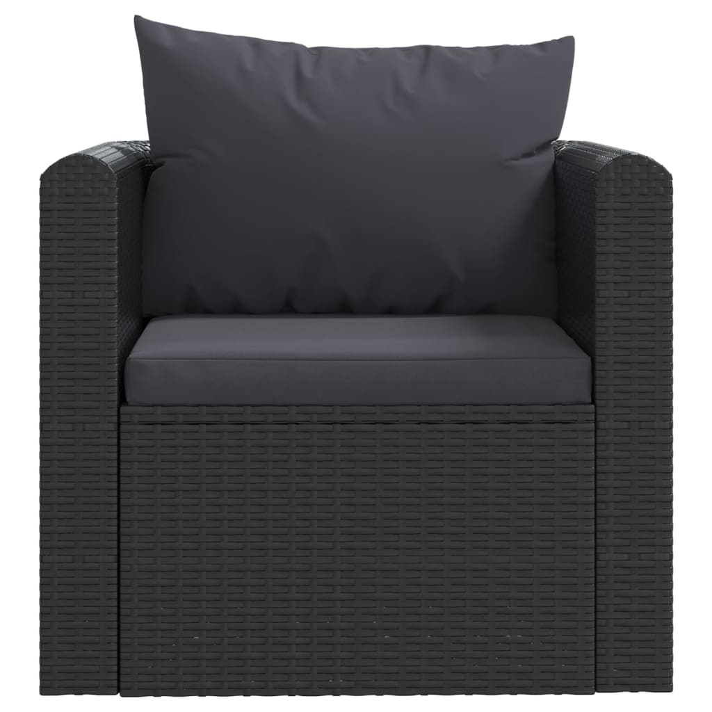 vidaXL 7 Piece Patio Lounge Set with Cushions Poly Rattan Black