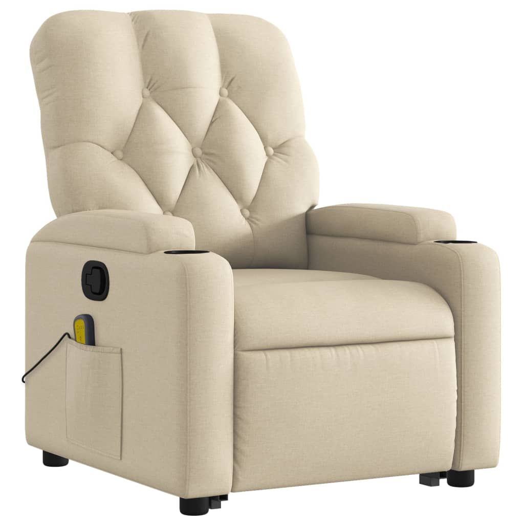 Stand up Massage Recliner Chair Cream Fabric