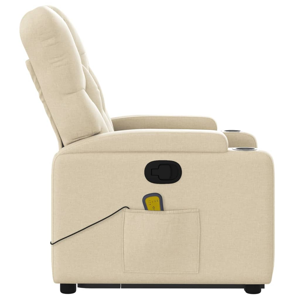 Stand up Massage Recliner Chair Cream Fabric