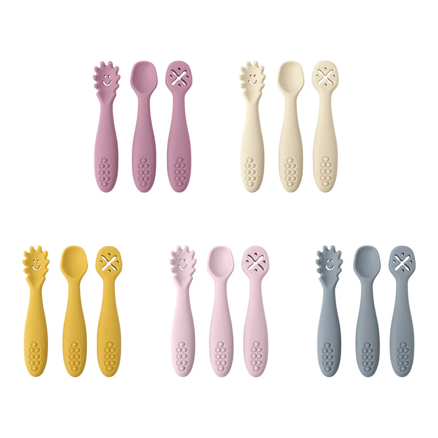 Set of 3 Silicone Learning Spoons for Children Multivariant