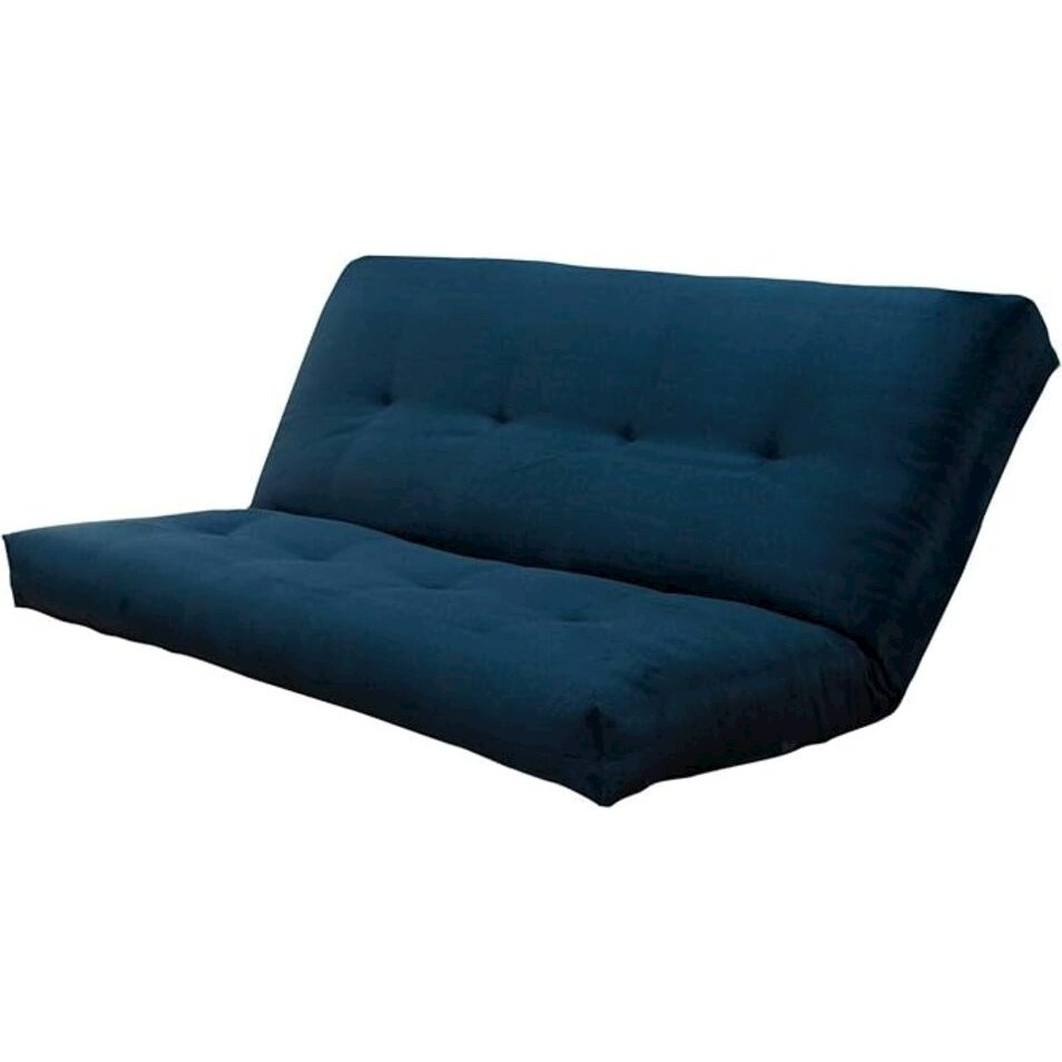 Coil Hinged Queen-size Futon Mattress in Suede Navy