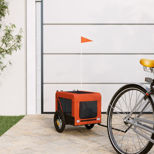 Pet Bike Trailer Orange and Black Oxford Fabric&Iron