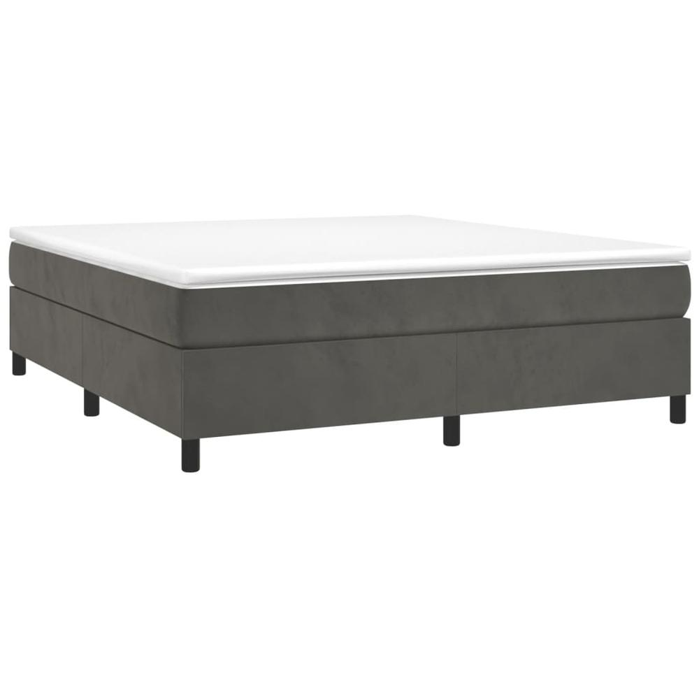 Box Spring Bed with Mattress Dark Gray 76"x79.9" King Velvet