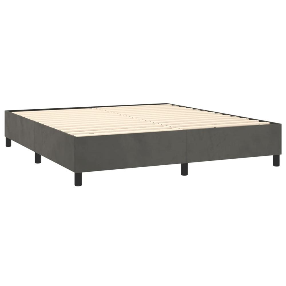 Box Spring Bed with Mattress Dark Gray 76"x79.9" King Velvet