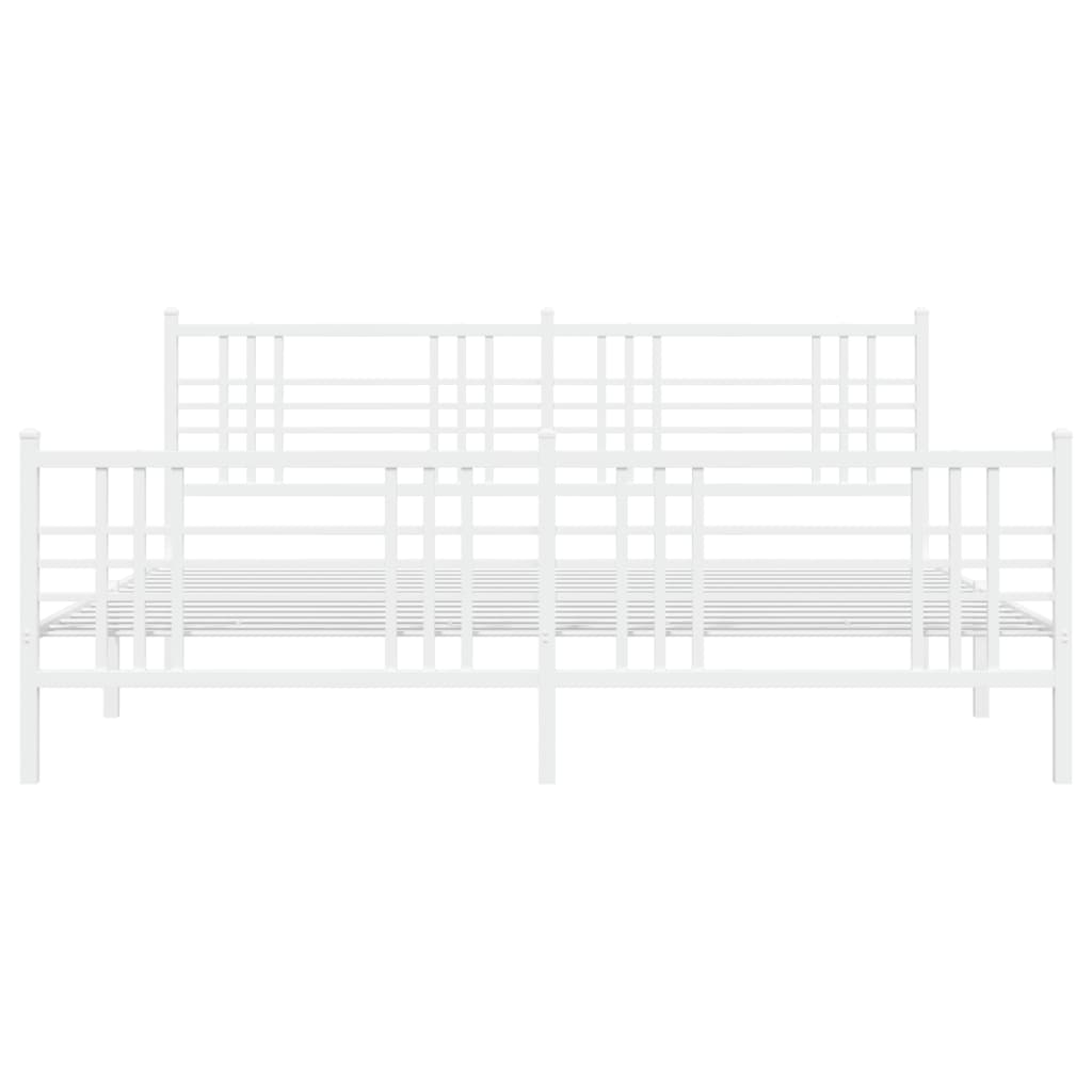 Metal Bed Frame with Headboard and Footboard White 76"x79.9" King