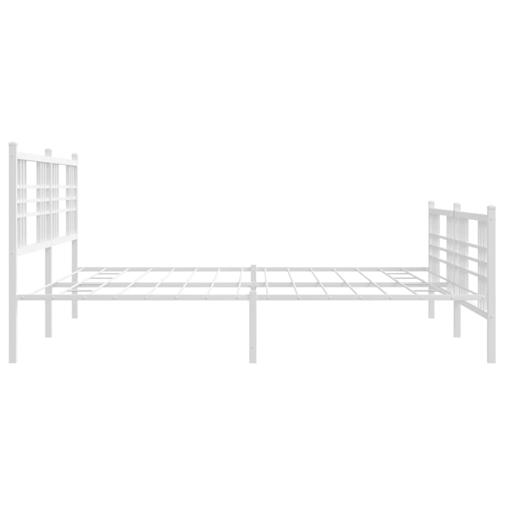 Metal Bed Frame with Headboard and Footboard White 76"x79.9" King