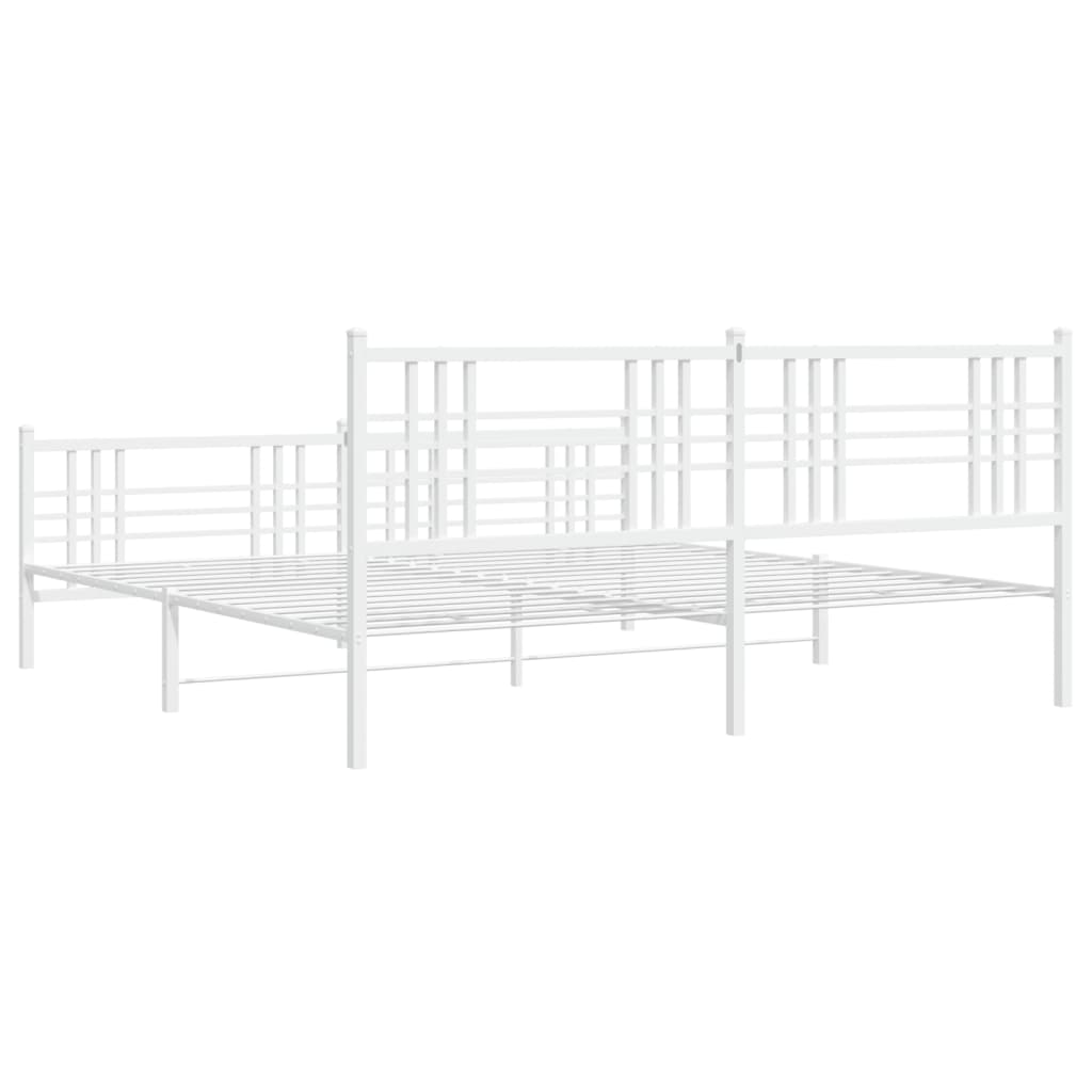 Metal Bed Frame with Headboard and Footboard White 76"x79.9" King