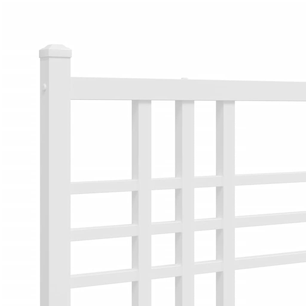 Metal Bed Frame with Headboard and Footboard White 76"x79.9" King