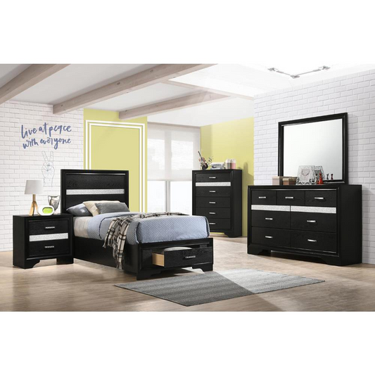 Miranda 4-piece Twin Storage Bedroom Set Black