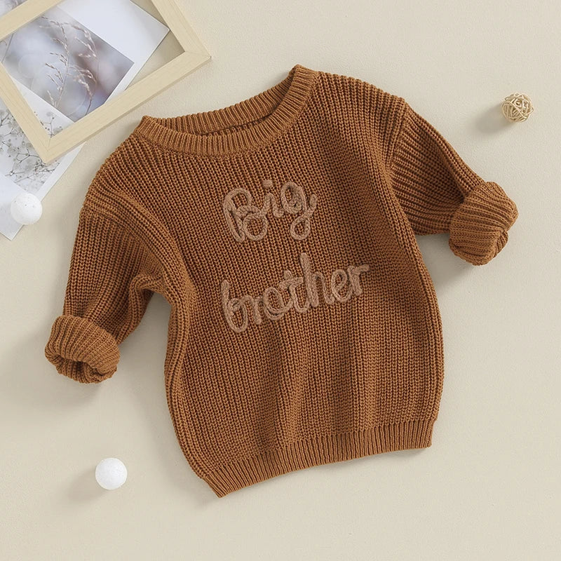 Cotton Knitted Sweater with "Big Brother" embroidery Multivariant