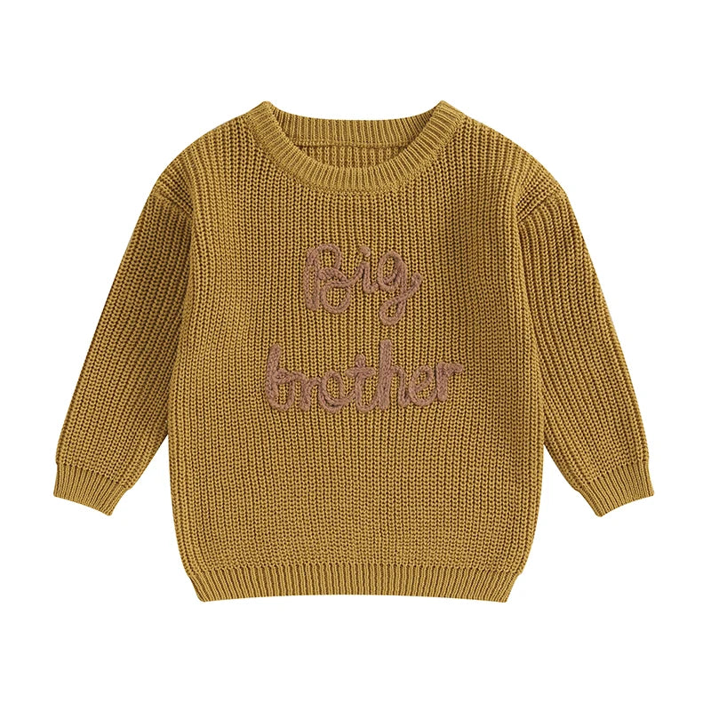 Cotton Knitted Sweater with "Big Brother" embroidery Multivariant