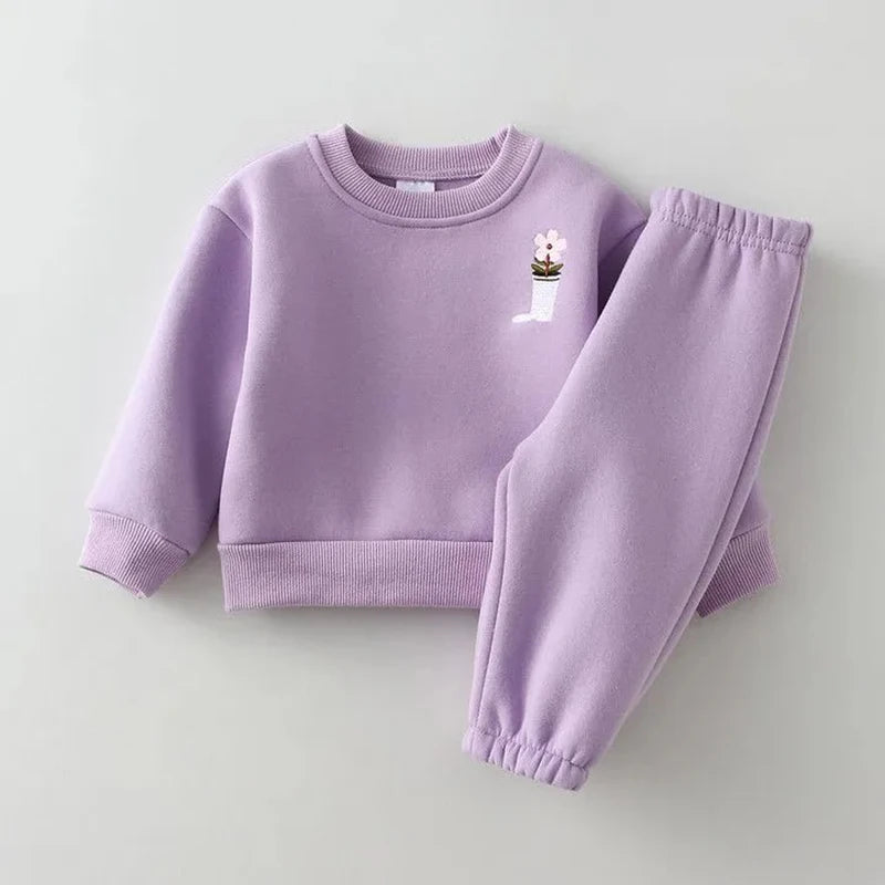 Embroidered fleece tracksuit set for children Multivariant