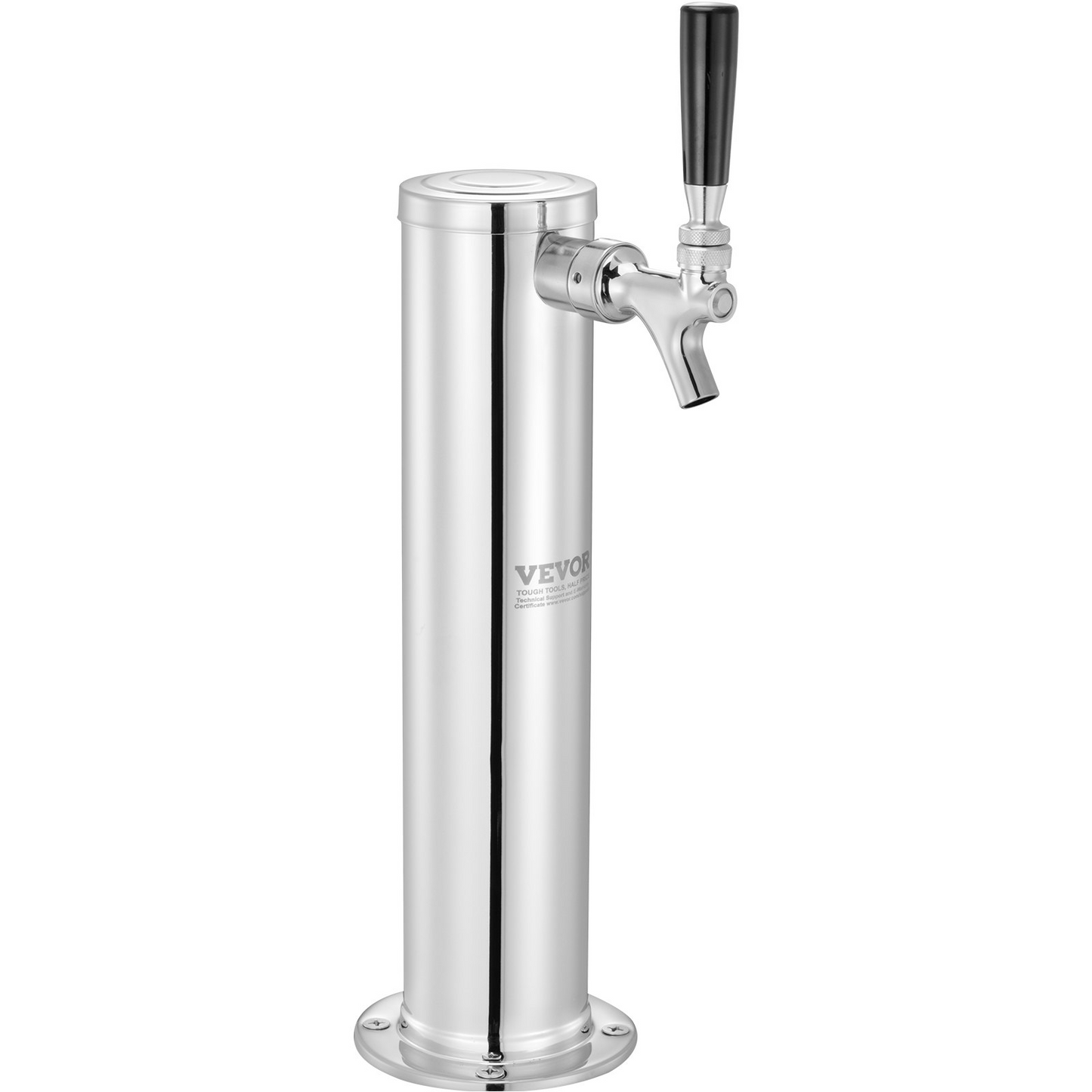 Single Faucet Draft Beer Tower Dispenser, Stainless Steel Keg Beer Tower, Kegerator Tower Kit with Pre-Assembled Tubing and Self-Closing Faucet Shank for Party, Bar, Pub, Restaurant