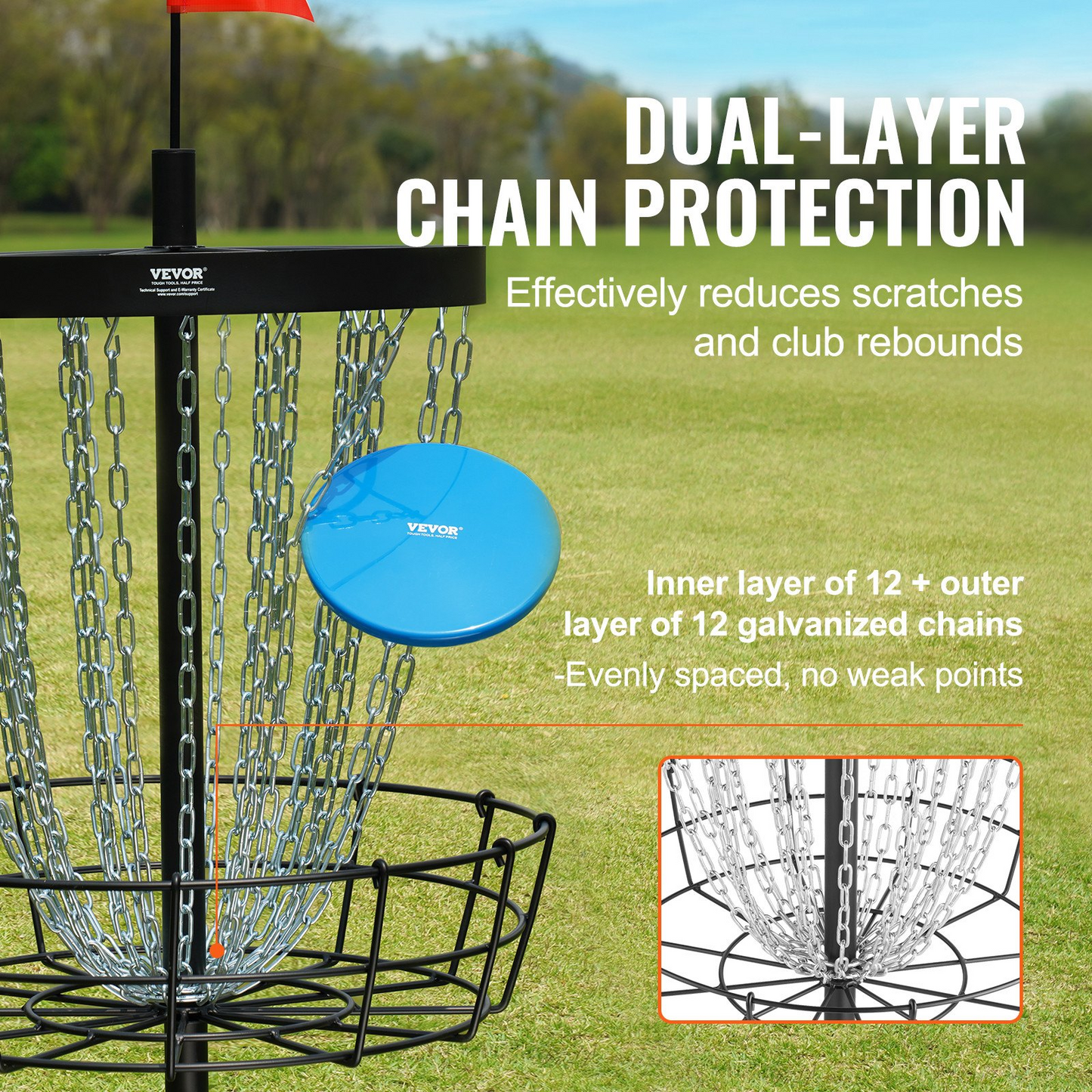 Disc Golf Basket, 24-Chains Portable Disc Golf Target Hole, Heavy Duty Steel Practice Disc Golf Target, Indoor & Outdoor Disc Golf Course Basket, Disc Golf Basket Stand Equipment, Black