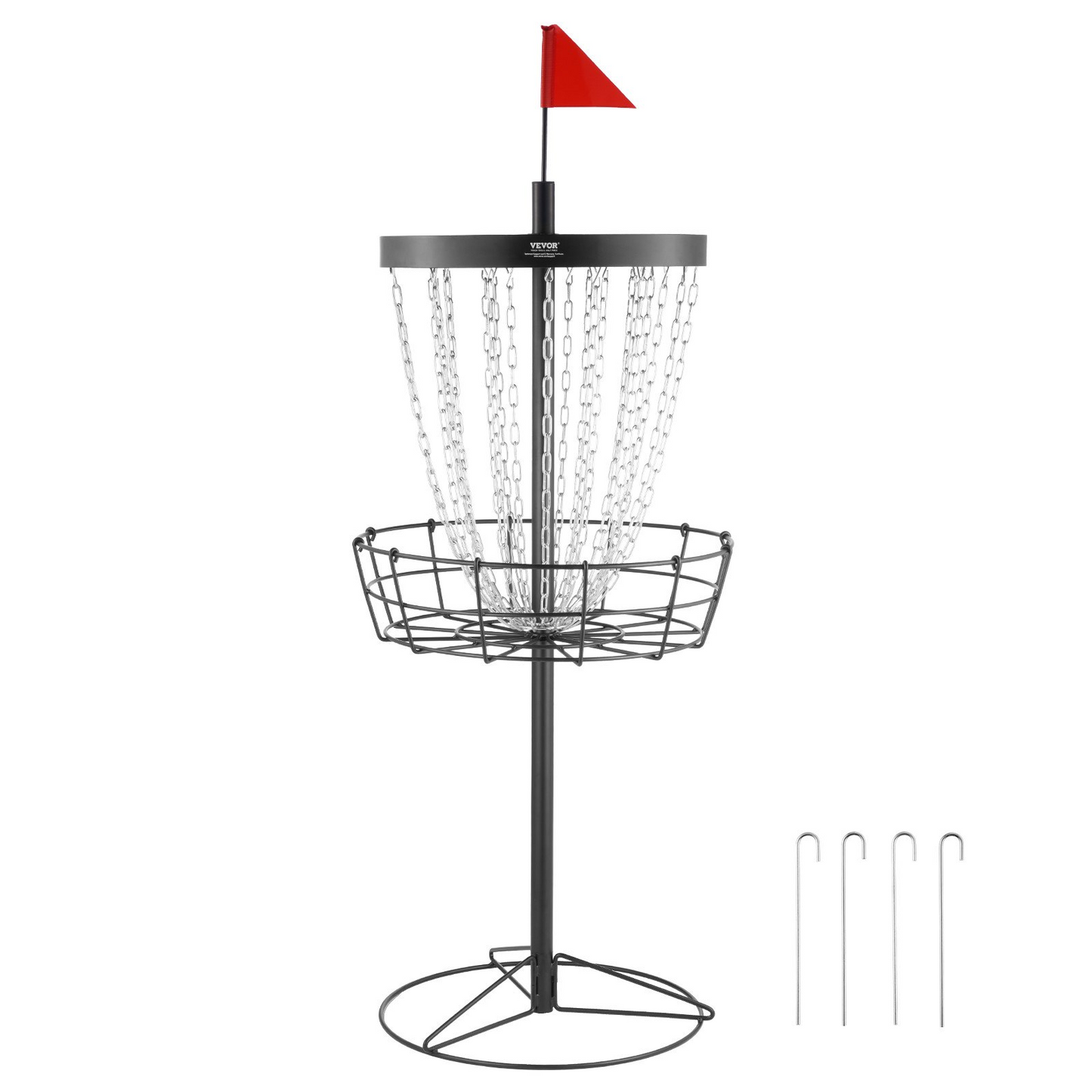 Disc Golf Basket, 24-Chains Portable Disc Golf Target Hole, Heavy Duty Steel Practice Disc Golf Target, Indoor & Outdoor Disc Golf Course Basket, Disc Golf Basket Stand Equipment, Black