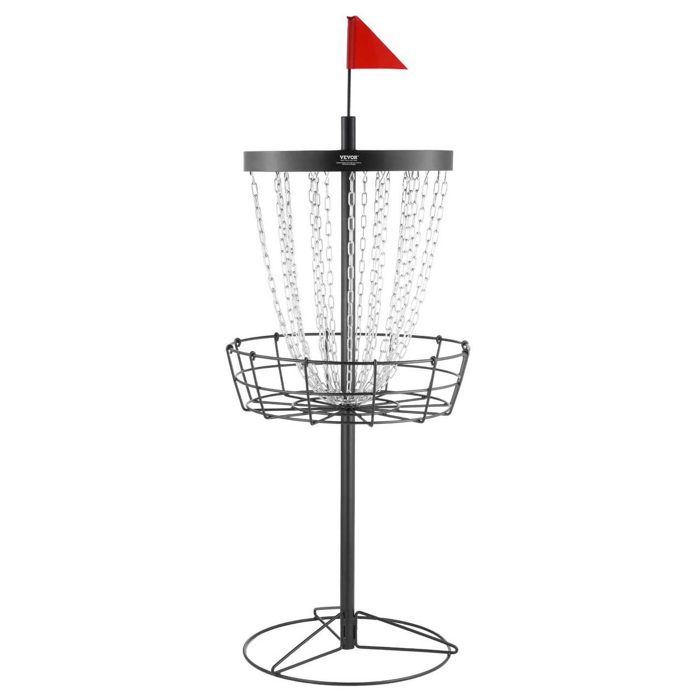 Disc Golf Basket, 24-Chains Portable Disc Golf Target Hole, Heavy Duty Steel Practice Disc Golf Target, Indoor & Outdoor Disc Golf Course Basket, Disc Golf Basket Stand Equipment, Black