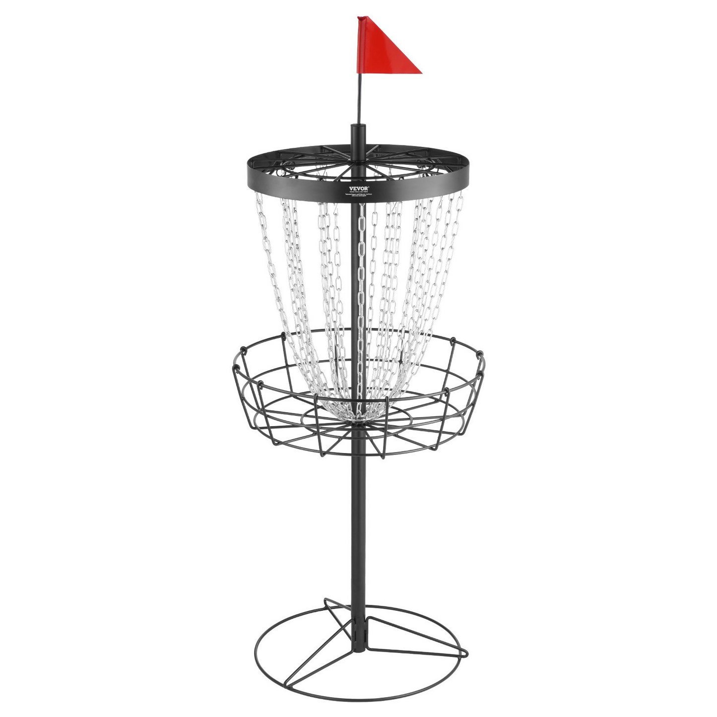 Disc Golf Basket, 24-Chains Portable Disc Golf Target Hole, Heavy Duty Steel Practice Disc Golf Target, Indoor & Outdoor Disc Golf Course Basket, Disc Golf Basket Stand Equipment, Black