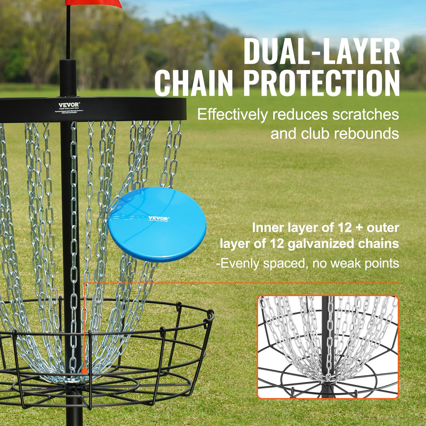 Disc Golf Basket, 24-Chains Portable Disc Golf Target Hole, Heavy Duty Steel Practice Disc Golf Target, Indoor & Outdoor Disc Golf Course Basket, Disc Golf Basket Stand Equipment, Black