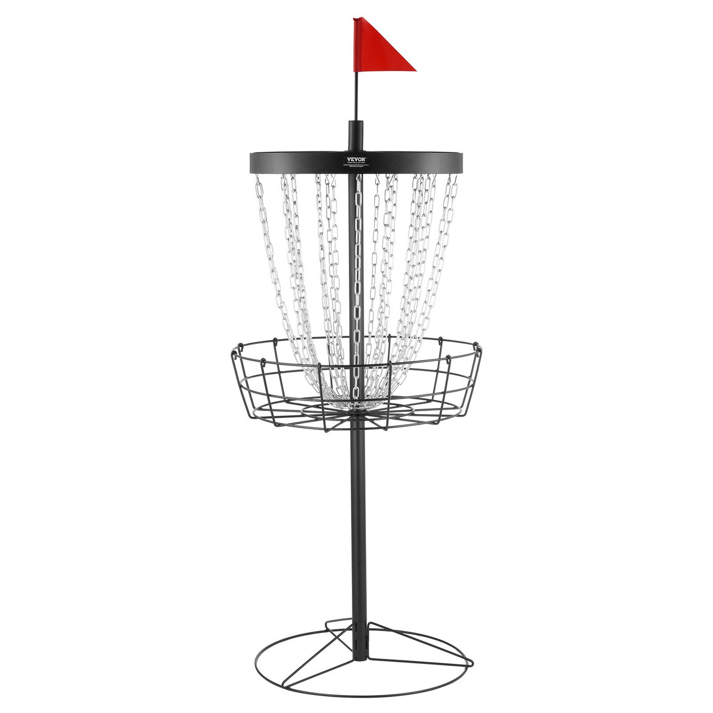 Disc Golf Basket, 24-Chains Portable Disc Golf Target Hole, Heavy Duty Steel Practice Disc Golf Target, Indoor & Outdoor Disc Golf Course Basket, Disc Golf Basket Stand Equipment, Black