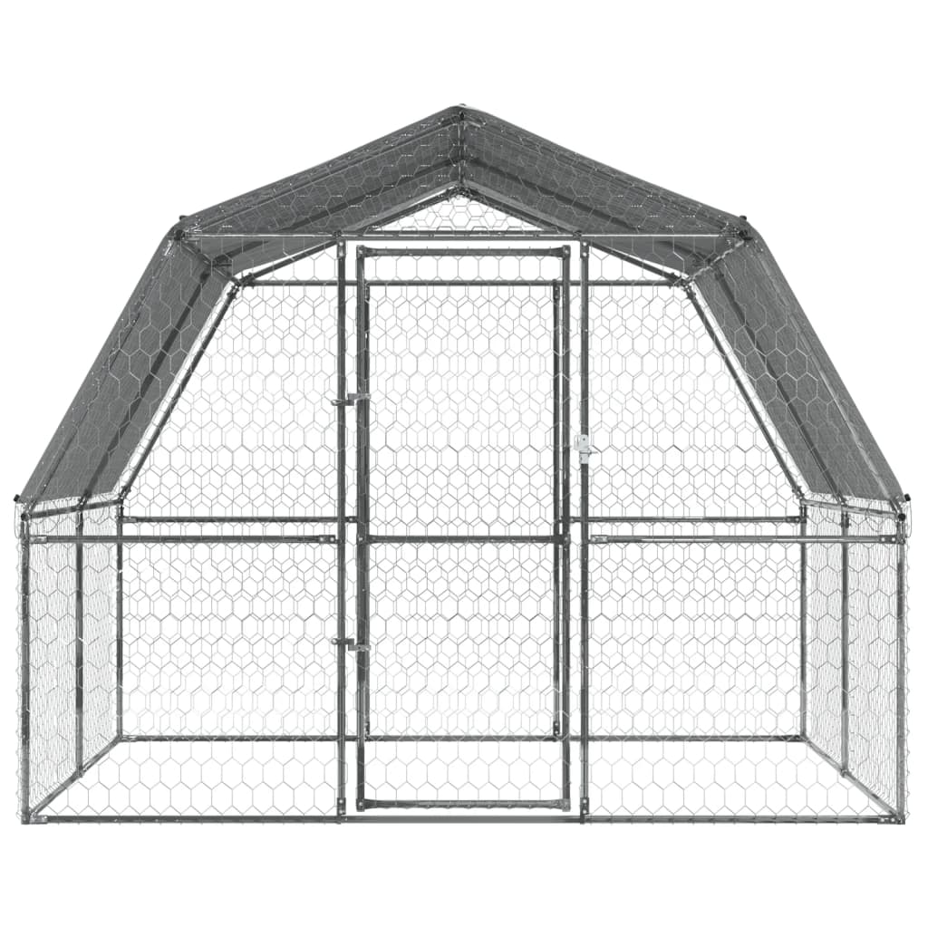 vidaXL Bird Cages 2 pcs with Roof and Door Silver Galvanized Steel