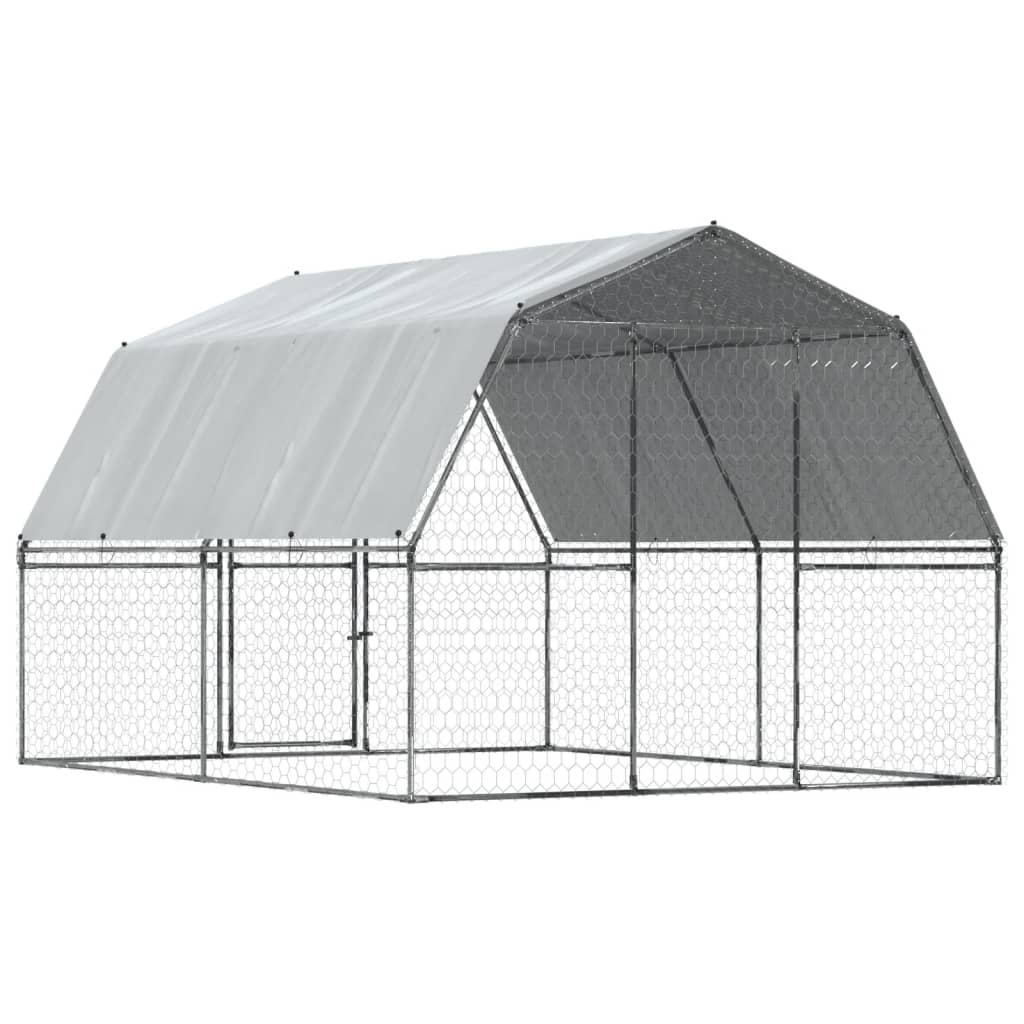 vidaXL Bird Cages 2 pcs with Roof and Door Silver Galvanized Steel