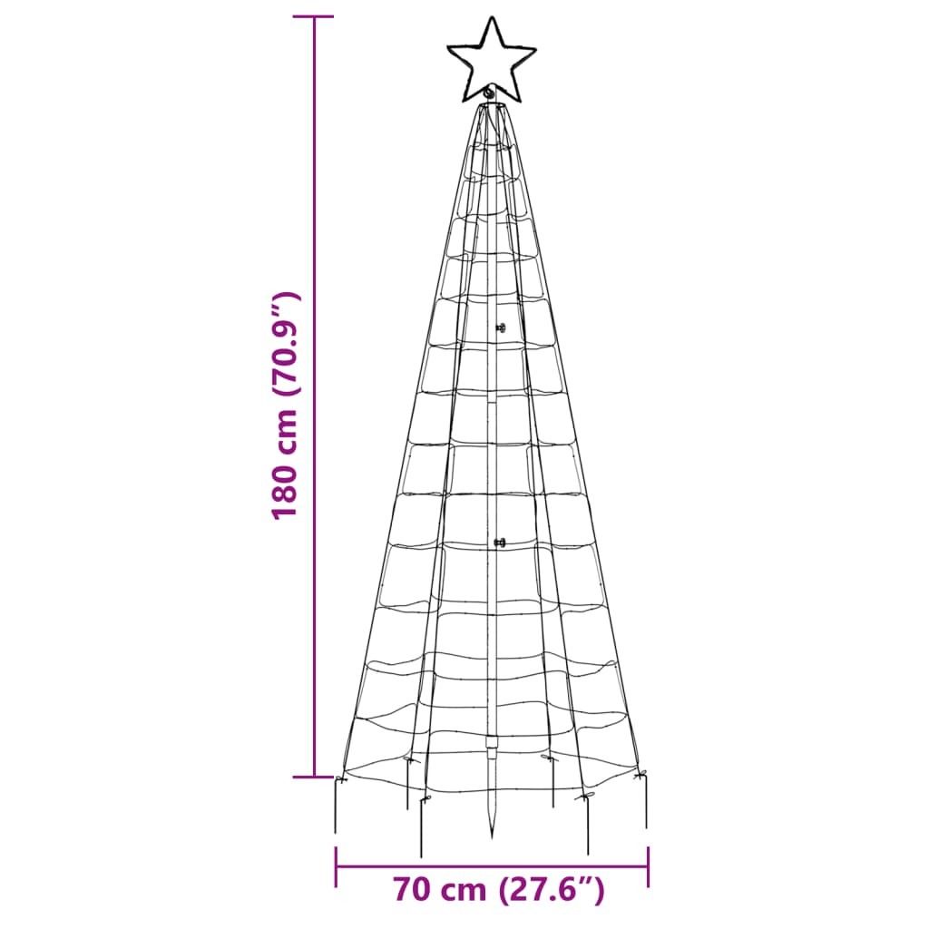 Christmas Tree Light with Spikes 220 LEDs Cold White 70.9"