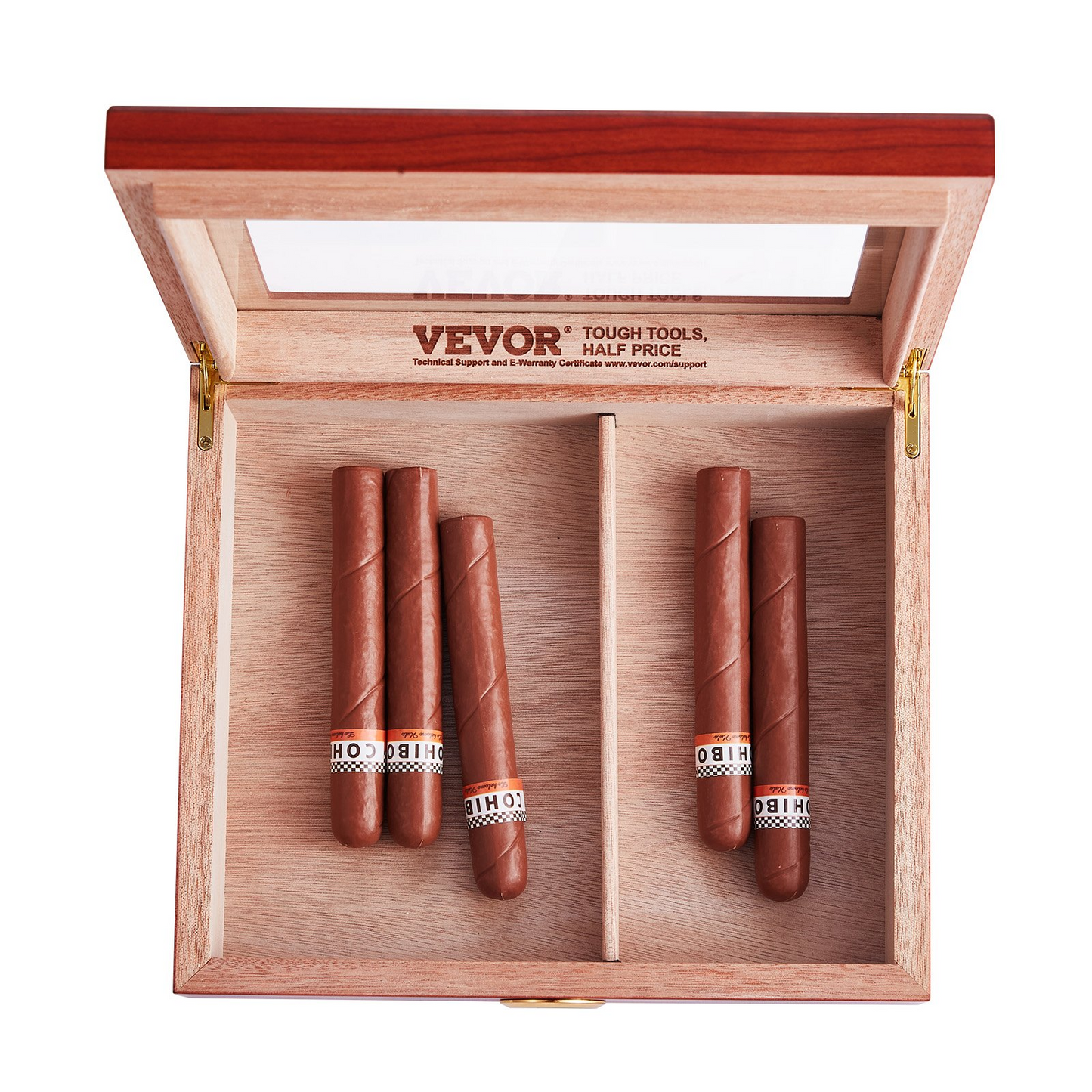 VEVOR 25 Cigars Humidor Glasstop Cedar Cigar Storage Box Humidifier Hygrometer