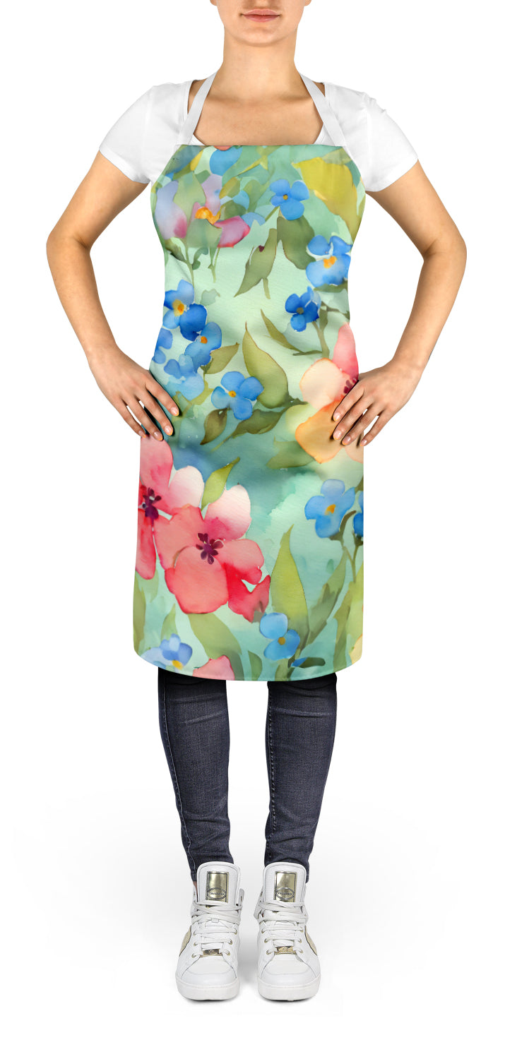 Alaska Forget-me-nots in Watercolor Apron