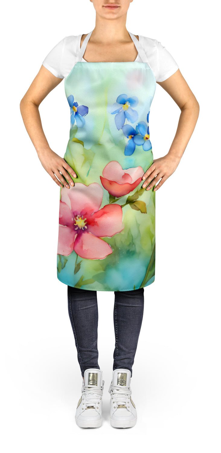 Alaska Forget-me-nots in Watercolor Apron