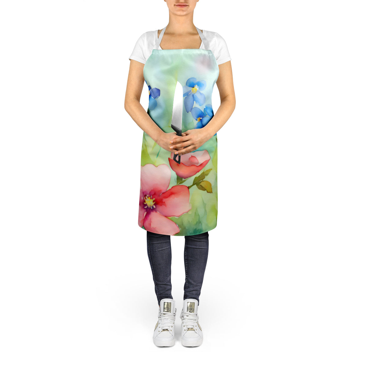 Alaska Forget-me-nots in Watercolor Apron