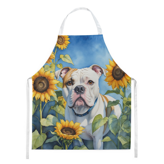 American Bulldog in Sunflowers Apron