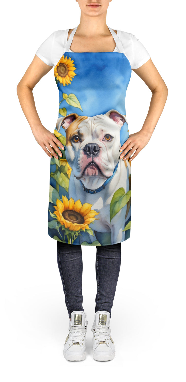 American Bulldog in Sunflowers Apron