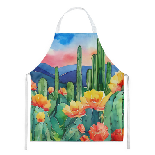 Arizona Saguaro Cactus Blossom in Watercolor Apron