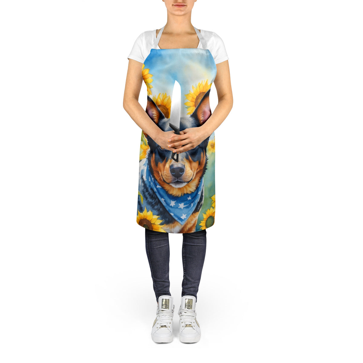 Australian Cattle Dog in Sunflowers Apron