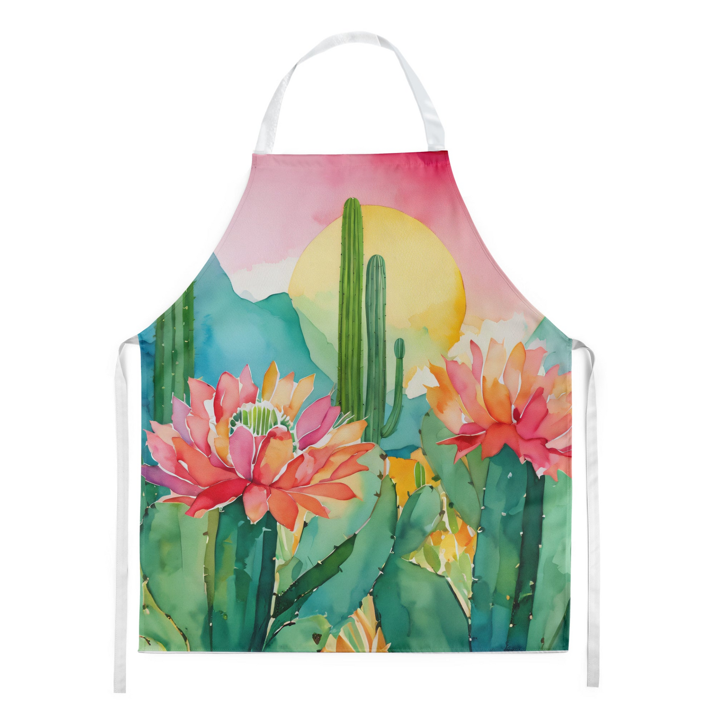 Arizona Saguaro Cactus Blossom in Watercolor Apron