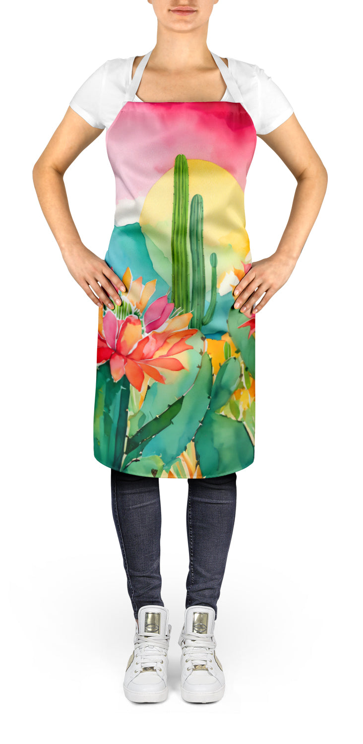 Arizona Saguaro Cactus Blossom in Watercolor Apron