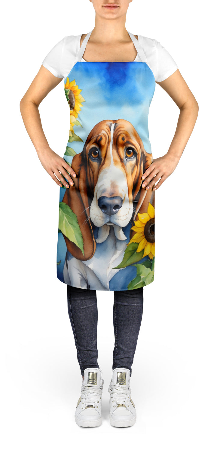 Basset Hound in Sunflowers Apron